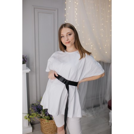 Футболка для беременных оверсайз з сектором для кормления Белая